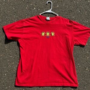 RAINFOREST Red Tee with Green and Gold Logo